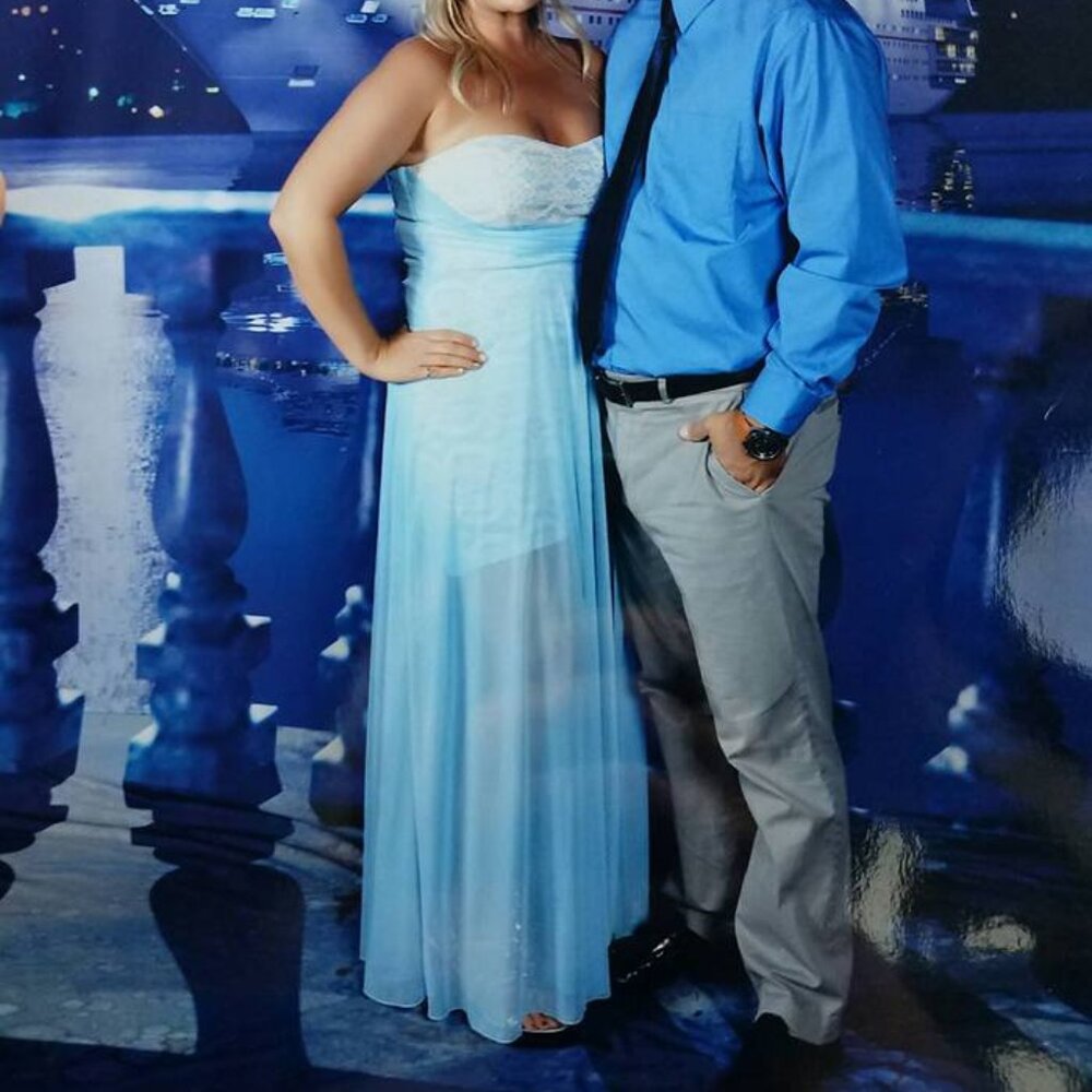 Beautiful Baby Blue Lace Formal Dress #captaindinnerdress #cruise #formaldress